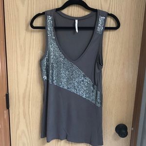 Willow & Clay grey tank with sequins detail